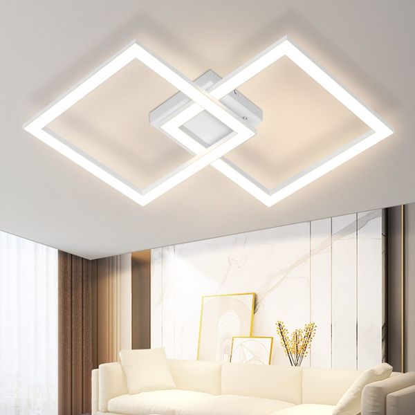 ZMH Deckenlampe LED Deckenleuchte Wohnzimmer - Schlafzimmerlampe weiß Wohnzimmerlampe 24W Küchenlampe Modern 3000K Warmweiß Flurlampe Eckig Deckenbeleuchtung für Wohnzimmer Küche Flur
