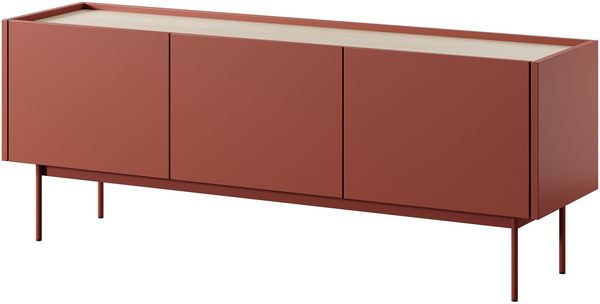 Bettso 'COLOR' RTV-Schrank mit überstehender Kante, Holzwerkstoff Rot, 55x37x144 cm