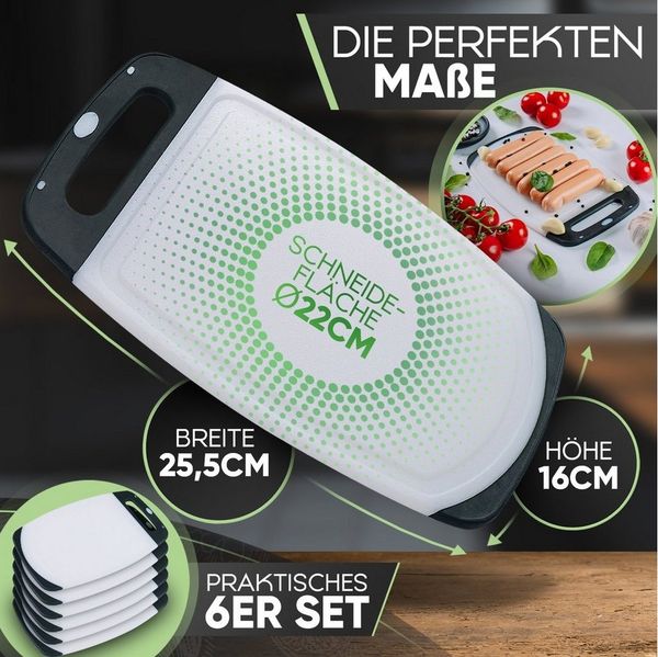 Loco Bird Frühstücksbrett 6er Set - 25,5 x 16cm, Kunststoff, (PVC-Brettchen für die Küche, 6-St, Brettchen), Antibakterielles Frühstücksbrett aus Kunststoff