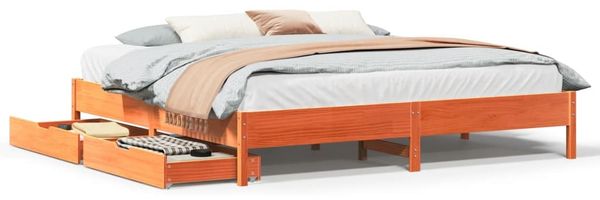 vidaXL Massivholzbett ohne Matratze Wachsbraun 200x200 Kiefernholz 3301700 Bild 2