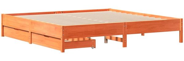 vidaXL Massivholzbett ohne Matratze Wachsbraun 200x200 Kiefernholz 3301700 Bild 3