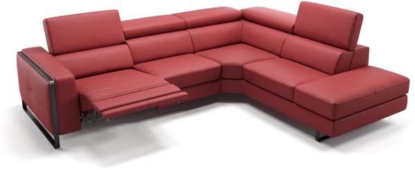 Sofanella Ecksofa MANZANO Funktionscouch Ledersofa Eckgarnitur in Rot
