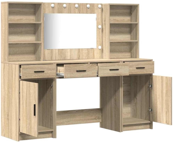 vidaXL Schminktisch Set mit Regal 3 pcs Sonoma-Eiche Holzwerkstoff 3334283 Bild 6