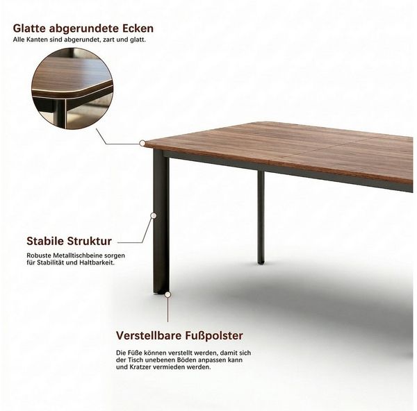 Jiexi Essgruppe Tisch-und Stuhlset, Ausziehbarer Esstisch (160–200 cm) mit 4-6 Stühlen Bild 4