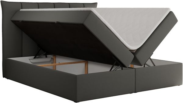 Boxspringbett, Polsterbett mit Bettkasten - PREMIUM-10 - 120x200cm - Grau Kunstleder - H4 Bild 4
