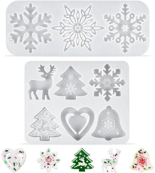 LuxusKollektion Silikonform Silikonform Weihnachten 2 Stück Harz Schneeflocke DIY Backformen