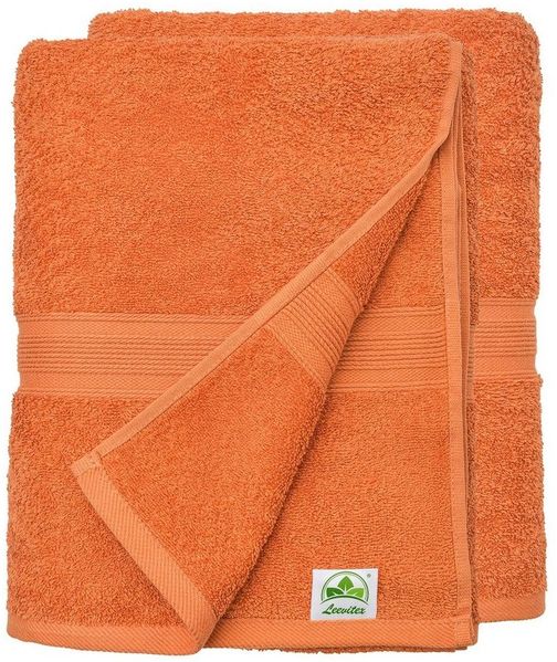 leevitex® Duschtuch 2er Set Duschtuch Frottier XL, 70 x 140 cm, saugfähig und fusselfrei, gestreifte Bordüre