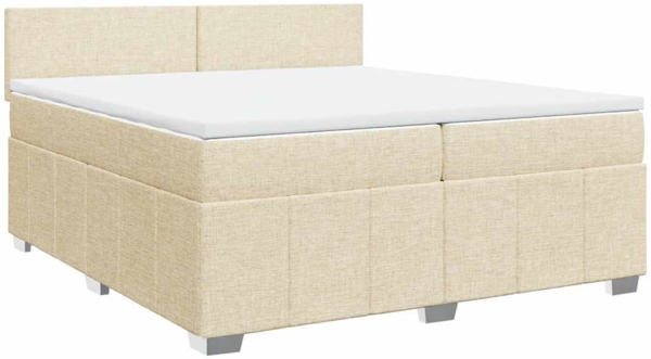 vidaXL Boxspringbett mit Matratze Creme 200x200 cm Stoff 3287173