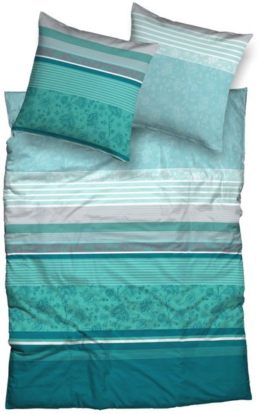 CASATEX Bettwäsche Teri, Satin, 3 teilig, zarte Blüten und Streifen, frische, elegante Farben