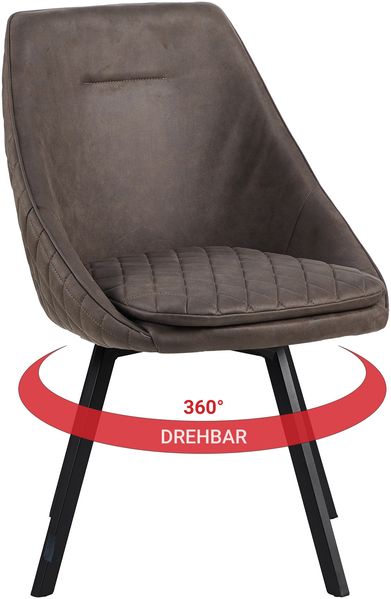 Essstuhl Drehstuhl Esszimmerstuhl Designstühle PU Lederbezug in Antik Optik Küchenstuhl Kaffeebraun 2 St. Bild 3