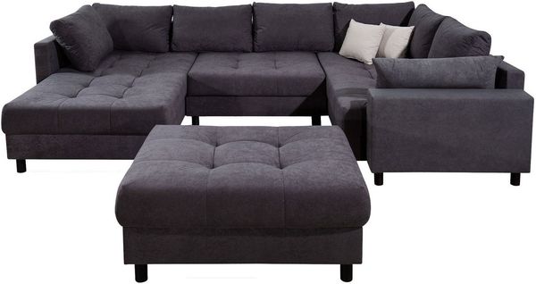COLLECTION AB Wohnlandschaft Toni U-Form, B: 298 cm, Set: Sofa & Hocker, 2 Zierkissen, Federkern