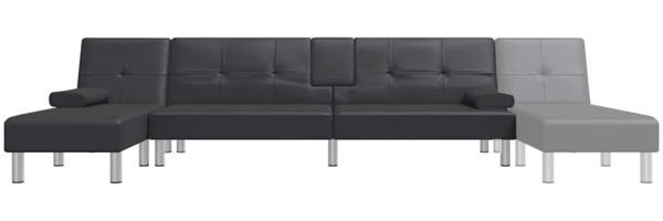 vidaXL Schlafsofa in L-Form Schwarz 255x140x70 cm Kunstleder 3157265 Bild 7