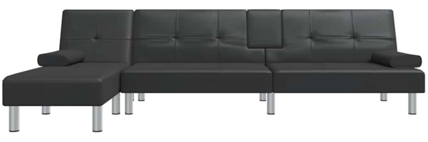 vidaXL Schlafsofa in L-Form Schwarz 255x140x70 cm Kunstleder 3157265 Bild 2