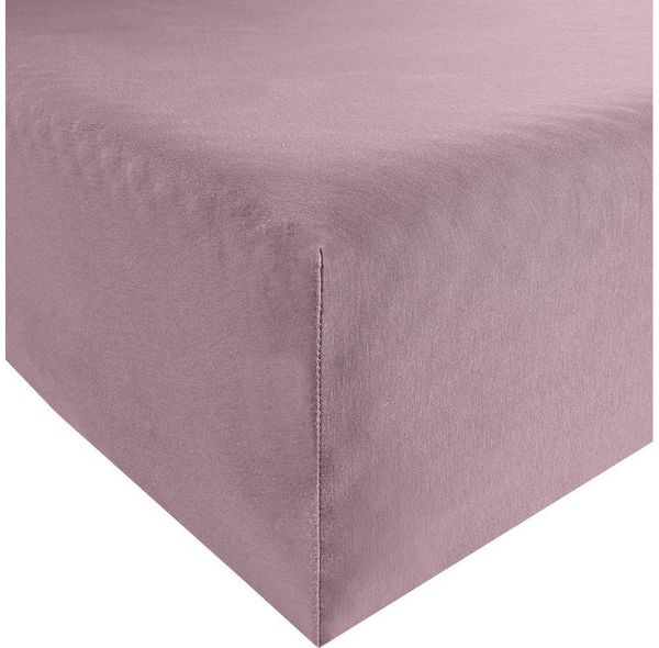 Erwin Müller 'Freising' Spannbettlaken, Gummizug: Rundumgummi, 1 Stück, Elasthan-Jersey-Stretch Uni, Mauve, Spannbettlaken - 80x200 cm - 80x220 cm