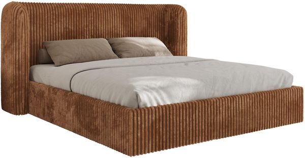 Polsterbett Bett mit Holzlattenrost Schlafzimmer Bett Doppelbett gepolstertes Kopfteil - EMORA CLASSIC - 160x200 cm - Orange Cord Bild 6