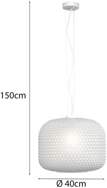 LED Pendelleuchte einflammig Kristall Glasschirm in Weiß, Ø 40cm Bild 4