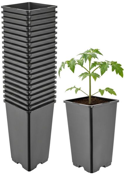 Garronda Blumentopf Kunststoff hoch eckig mit Drainagelöchern für Garten GD-0201 (20 St, 20er Set)