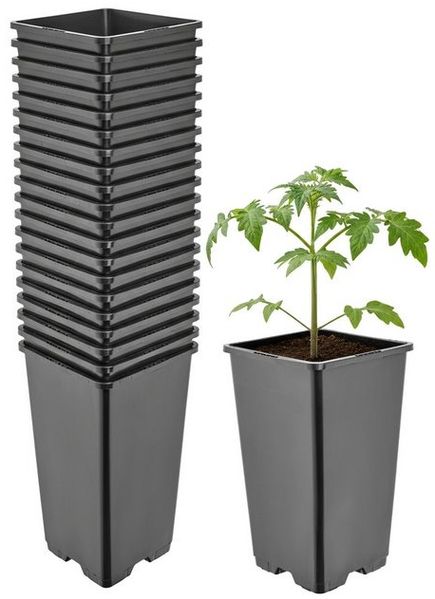Garronda Blumentopf Kunststoff hoch eckig mit Drainagelöchern für Garten GD-0201 (20 St, 20er Set)