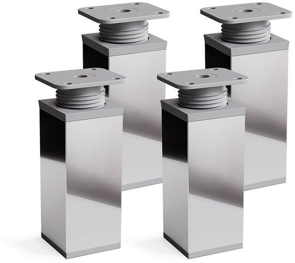sossai® Möbelfuß Design-Möbelfüße, 4er & 8er Set, höhenverstellbar MFV1, Farbe: Chrom, (4-St), Farbe: Chrom