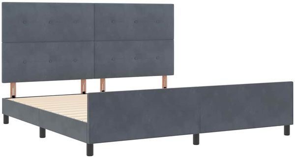vidaXL Boxspringbett mit Kopfteil Dunkelgrau 200 x 200 cm Samt 3344964 Bild 5