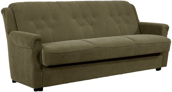 Sofa 3-Sitzer mit Bettfunktion Kaylyn Flockstoff grün
