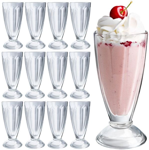 KONZEPT Cocktailglas mit Stiel 300ml, Gläser für Smoothie, Milchshake und Dessert, 12-tlg, spülmaschinengeeignet