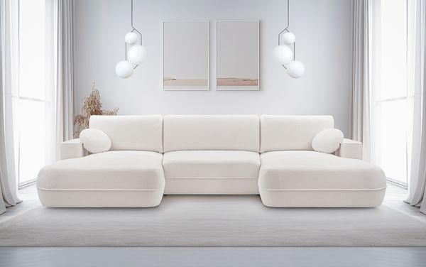 AX LIVING Sofa U Form mit Schlaffunktion Peoni 364 cm stilvolles Weiß