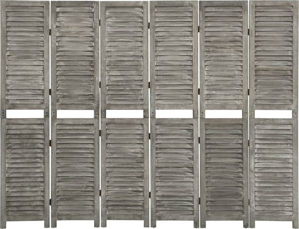 vidaXL 6-tlg. Raumteiler Grau 214x166 cm Massivholz 338577