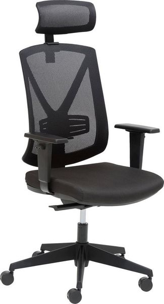 Drehsessel mit Lendenwirbel- & Kopfstütze, Teppichrollen - Schwarz
