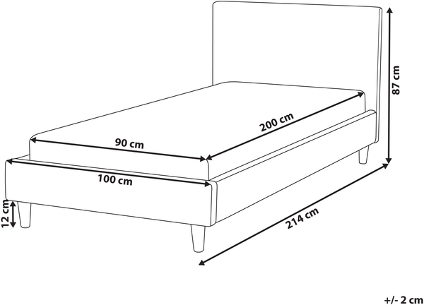 Bett mit Lattenrost FITOU 90 x 200 cm Stoff Hellgrau Bild 2