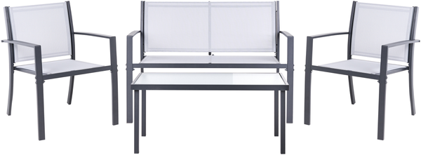 Lounge Set mit Tisch 4-Sitzer TAVOLETO Metall Grau