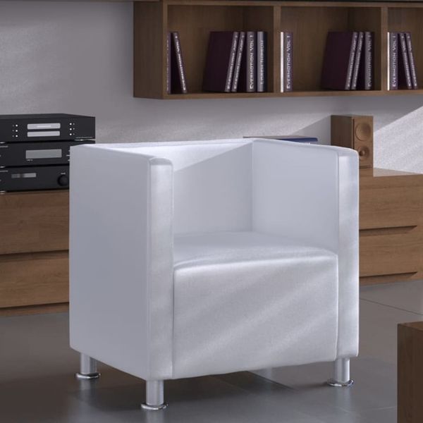 vidaXL Würfel-Sessel Weiß Kunstleder 240069