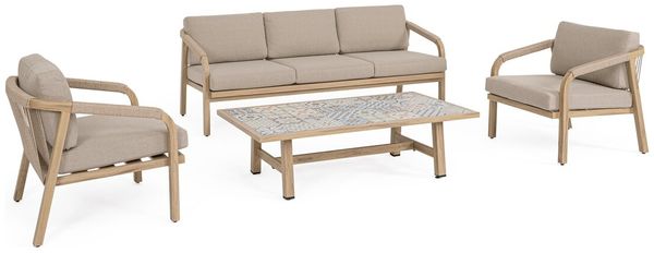 4er Garten-Set Aremilak - Aluminium Desert Sand, Olefin Taupe, Big