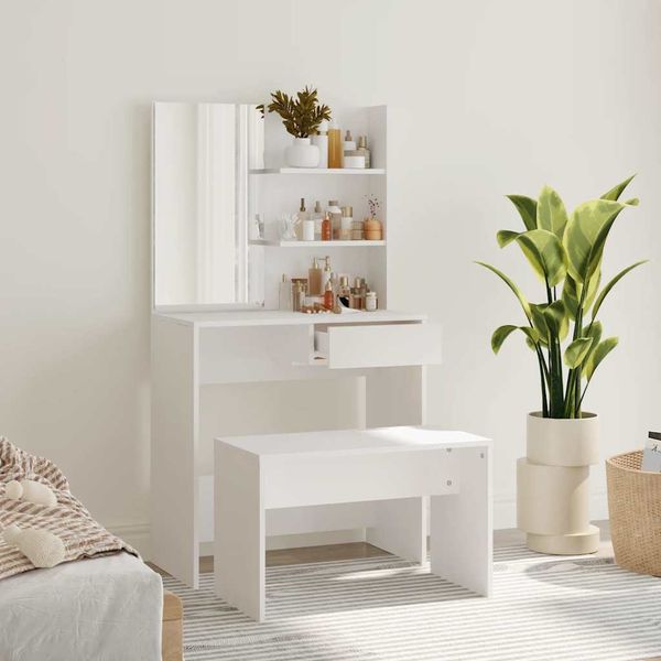 Schminktisch-Set, Kosmetiktisch Weiß 74,5x40x141 cm