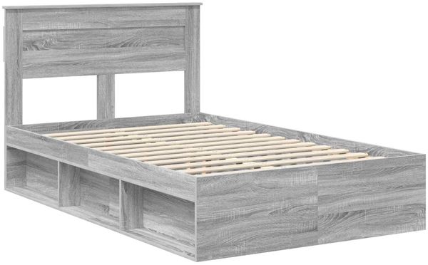 vidaXL Bettrahmen Graues Sonoma 135 x 190 cm Massives Kiefernholz 3409772 Bild 4