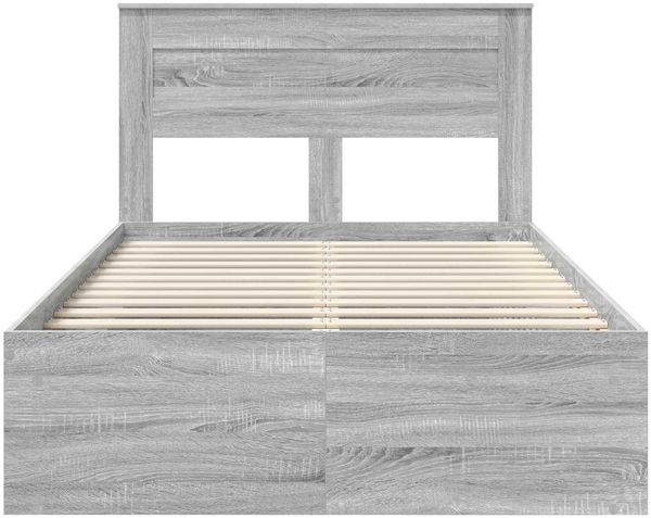 vidaXL Bettrahmen Graues Sonoma 135 x 190 cm Massives Kiefernholz 3409772 Bild 7