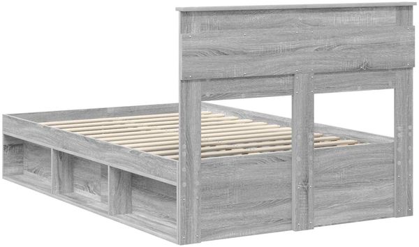 vidaXL Bettrahmen Graues Sonoma 135 x 190 cm Massives Kiefernholz 3409772 Bild 9