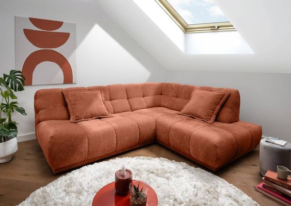 Sofa Italia von Benformato mit Ottomane und Wellenfederung
