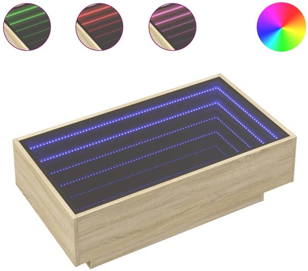 LED-Couchtisch, Sofatisch Sonoma Eiche 90x50x30 cm Holzwerkstoff