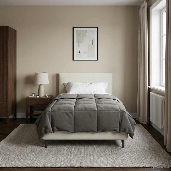 vidaXL Sommerdecke Gepolstert Hellgrau 135 x 220 cm Mikrofaser 42025922