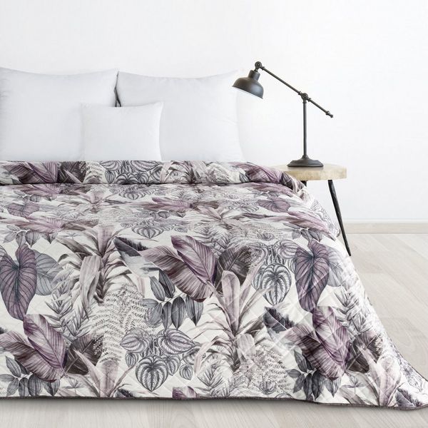 Designvolle Tagesdecke, modener Bettüerwurf DAVOS2 170X210 cm lila grau