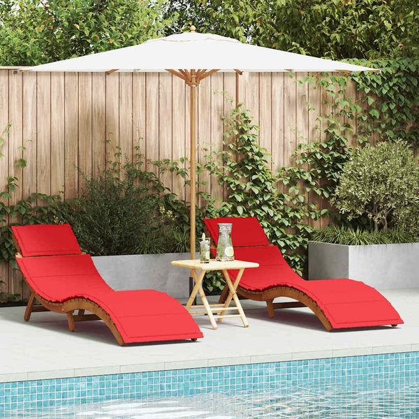 vidaXL Sonnenliege mit Kissen 2 pcs Rot Massivholz Akazie 4107099