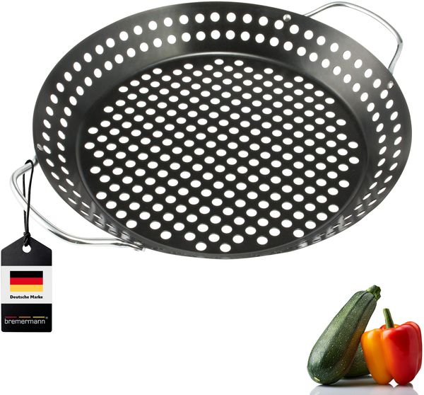 Bremermann Grillplatte, antihaftbeschichtet, Stahl schwarz, 37,5 x 30,5, 4,5 cm