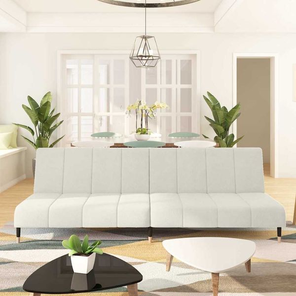 Schlafsofa 2-Sitzer, Moderne Sofa Creme Samt