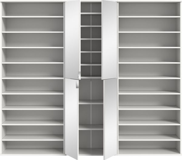 Garderobenschrank Weiß Hochglanz, 222x193x34 cm, Spiegelschrank Bild 4