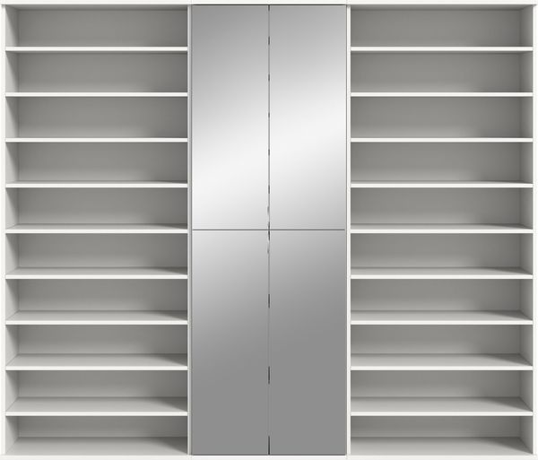 Garderobenschrank Weiß Hochglanz, 222x193x34 cm, Spiegelschrank Bild 5