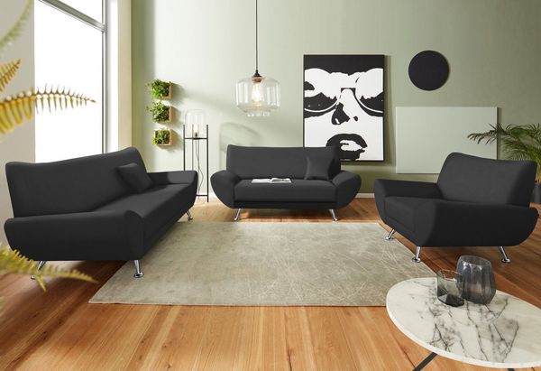 Home affaire Polstergarnitur Saltare elegant & komfortabel, 3-2-1, bequem, Designfuß, (3-tlg)