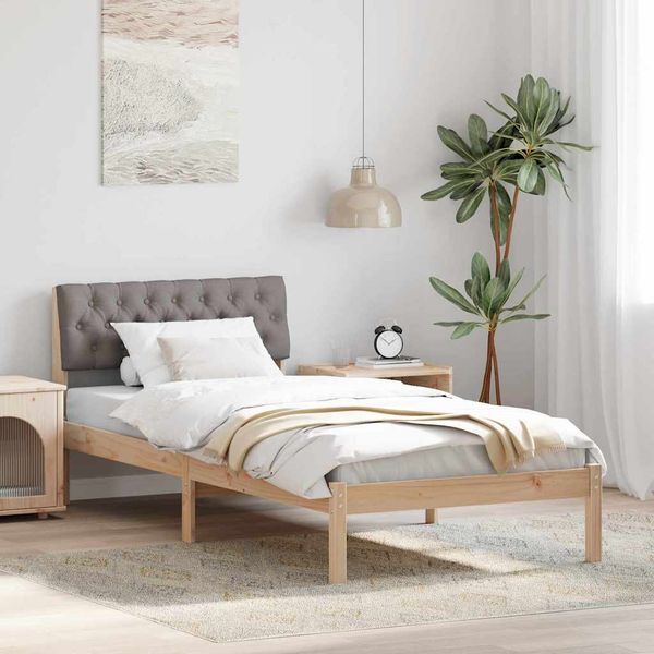vidaXL Bettgestell Braun und Taupe 90 x 190 cm Massivholz Kiefer 878647