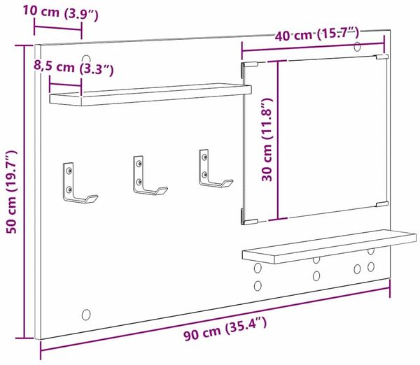 vidaXL Wandmontierter nachttisch Schwarz Eichen-Optik 90 x 10 x 50 cm 874516 Bild 11