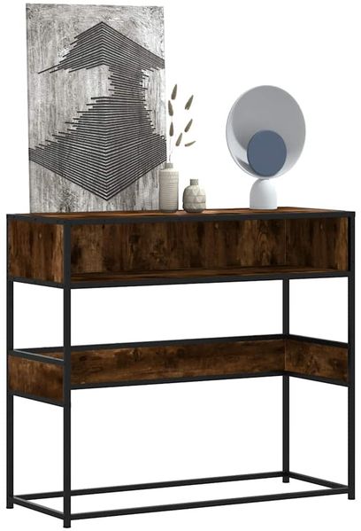 vidaXL Konsolentisch Räuchereiche 90x35x80 cm Holzwerkstoff 849171